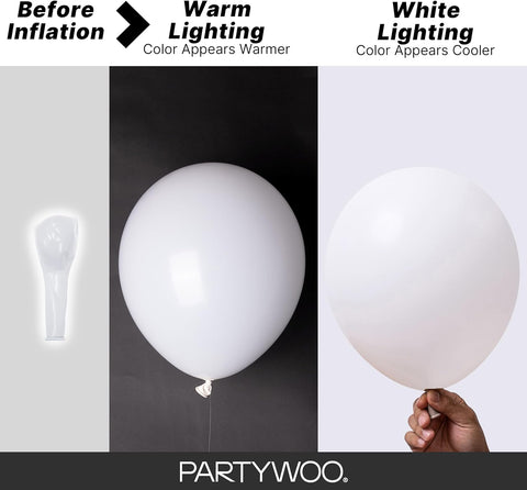 PartyWoo White Balloons 140pcs Matte White Latex Balloons Different Sizes
