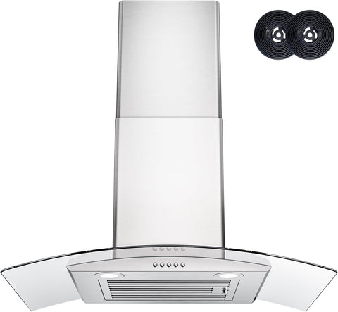 Range Hood 30 Inch, Ducted/Ductless Convertible Wall Mount Range Hood