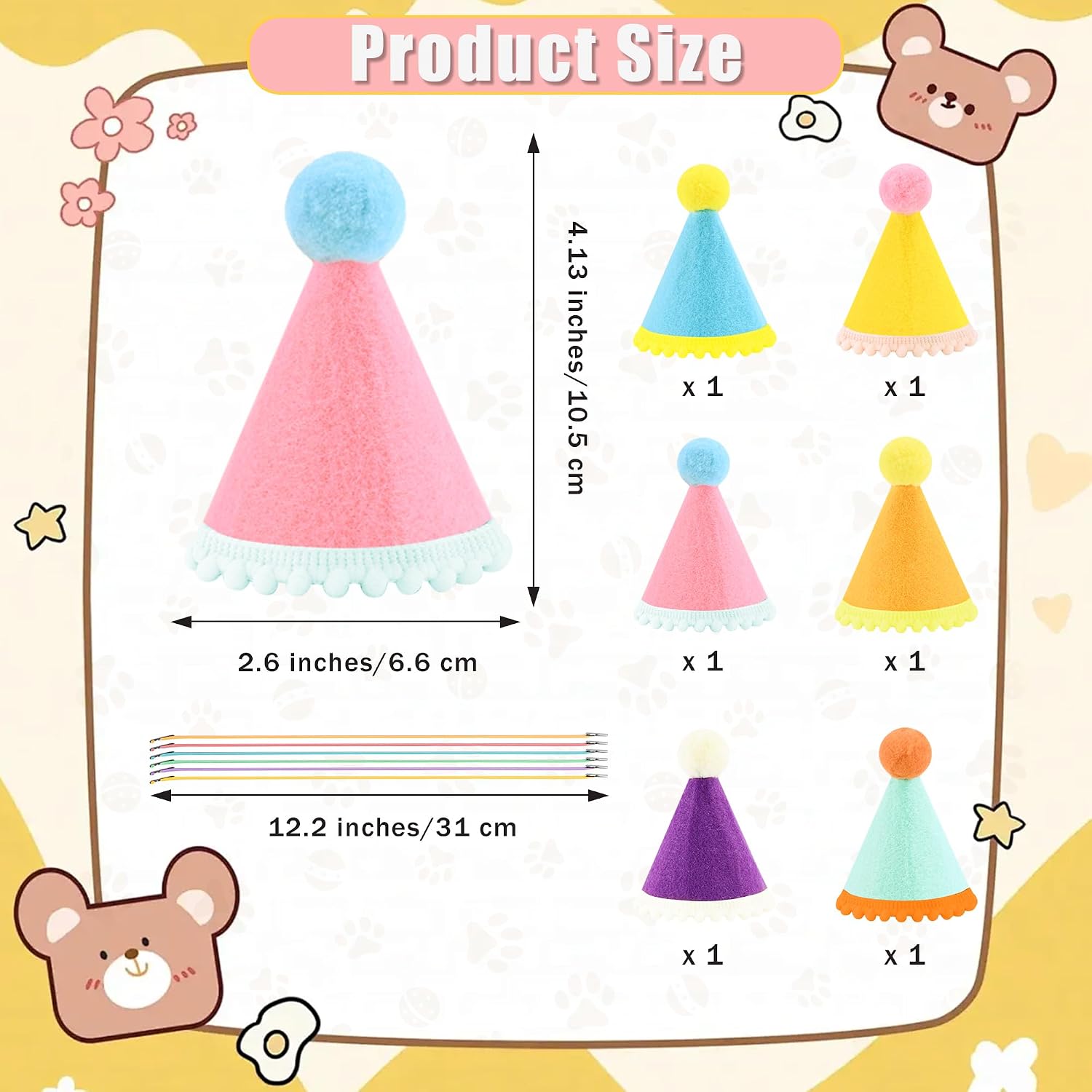 CANREVEL Mini Party Hats for Stuffed Animals Headwear, Birthday Hats