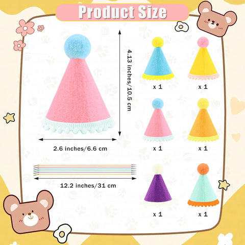 CANREVEL Mini Party Hats for Stuffed Animals Headwear, Birthday Hats