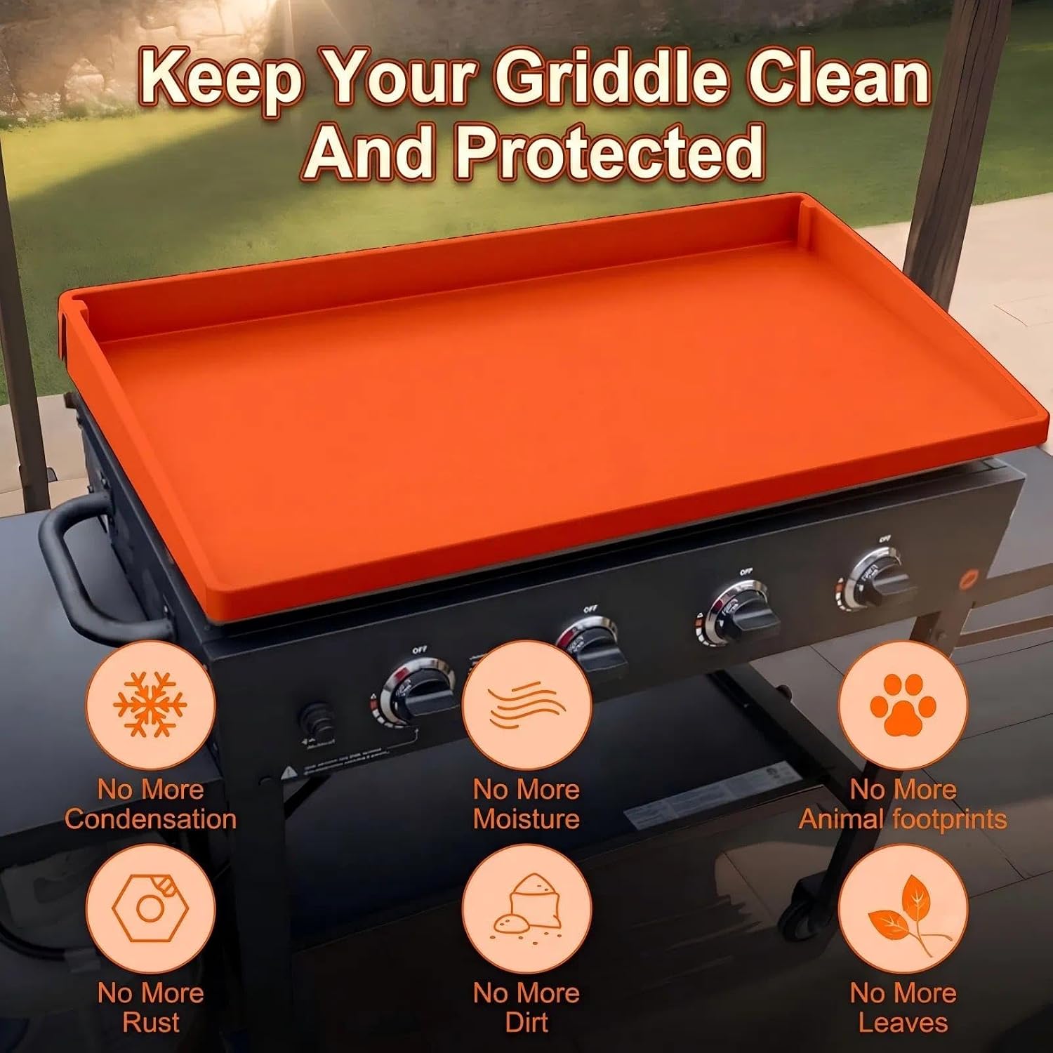 BANGIE 36" Silicone Griddle Mat for Blackstone, Anti-Rust Full-Wrap Cover