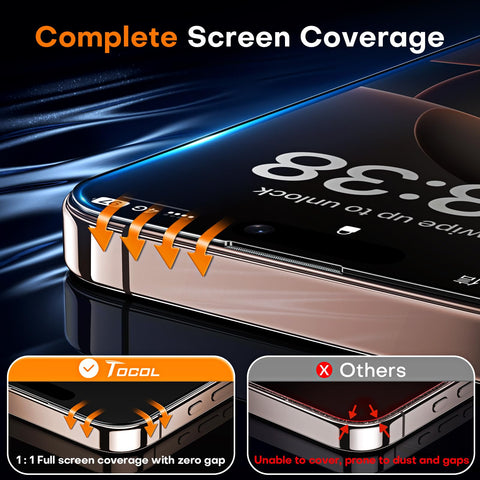 TOCOL for iPhone 16 Pro Max Privacy Screen Protector [True 25°Anti Spy], [9H+ Hardness] Tempered Glass for iPhone 16 Pro Max Full Coverage Screen Protector, Easy Installation, 2 Pack
