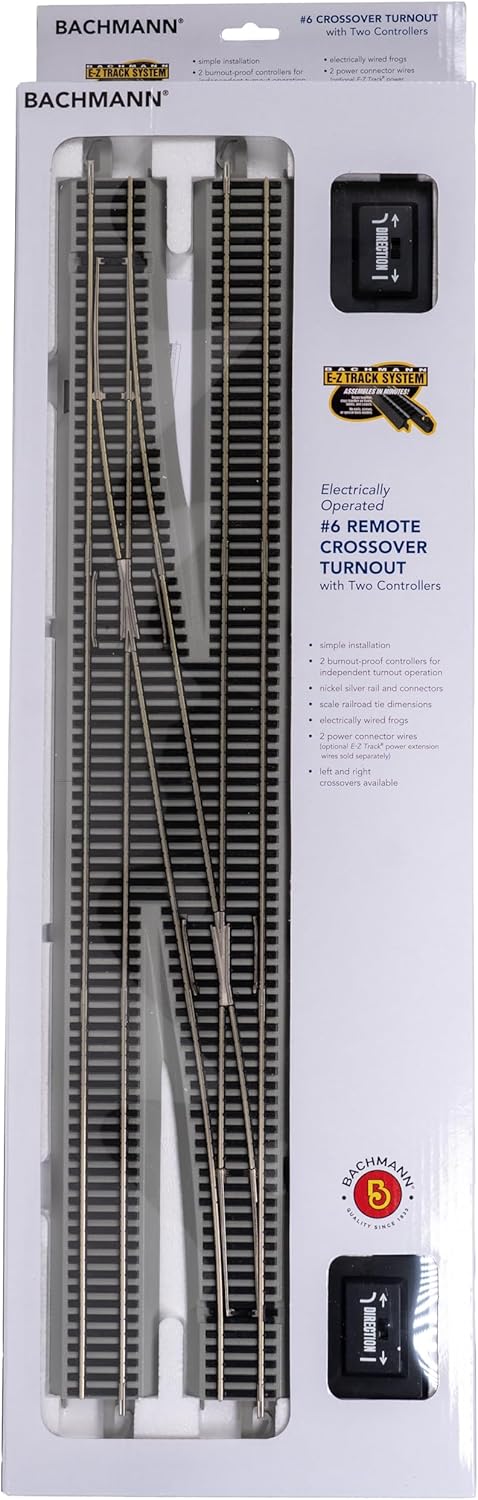 Bachmann Trains #6 Remote Crossover Turnout Left NS Rail Roadbed HO Scale