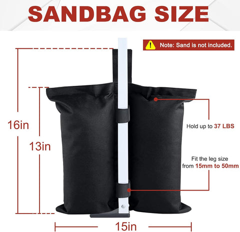 ABCCANOPY Canopy Weights 120 LBS Tent Sand Bags,4-Pack Black(No Sand)