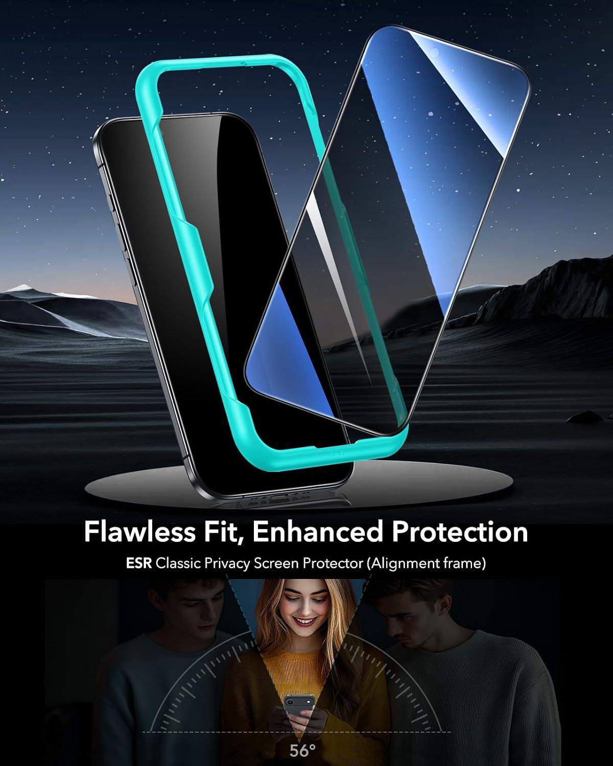 ESR 3 Pack for iPhone 17/16 Pro Privacy Screen Protector, Align Frame