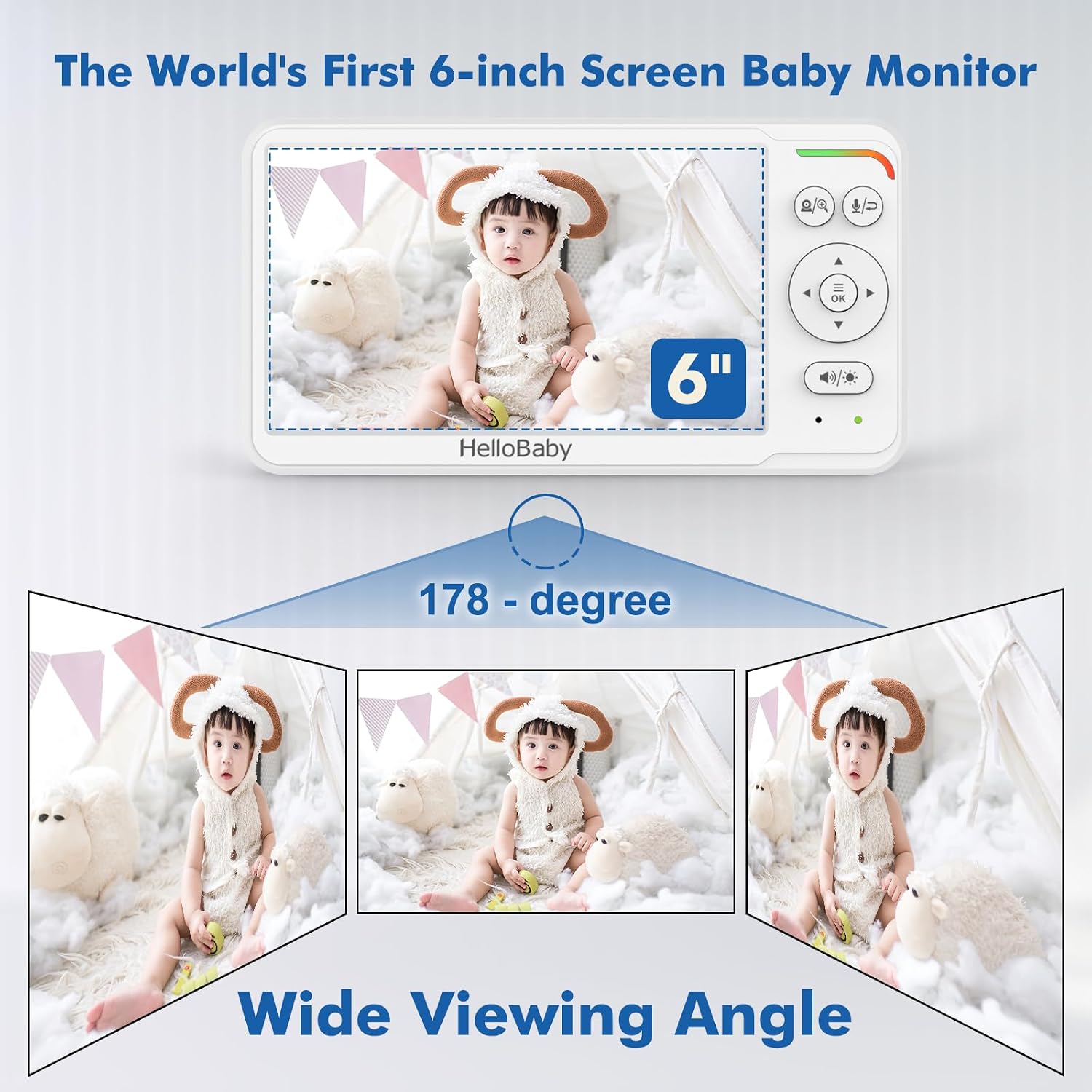 HelloBaby 6'' No WiFi Video Baby Monitor with Camera Audio, 30H Battery