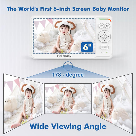 HelloBaby 6'' No WiFi Video Baby Monitor with Camera Audio, 30H Battery