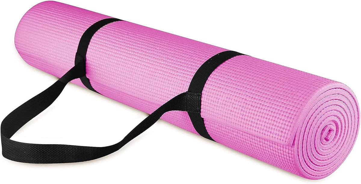 Fitvids All Purpose 1/4-Inch High Density Anti-Tear Exercise Yoga Mat with Carrying Strap with Optional Yoga Blocks, Multiple Colors