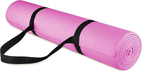 Fitvids All Purpose 1/4-Inch High Density Anti-Tear Exercise Yoga Mat with Carrying Strap with Optional Yoga Blocks, Multiple Colors