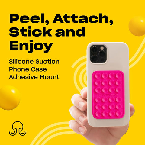 OCTOBUDDY Classic - Silicone Suction Phone Case Adhesive Mount, Hot Pink