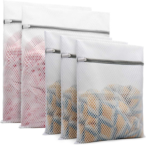 Muchfun 5Pcs Durable Honeycomb Mesh Laundry Bags for Delicates