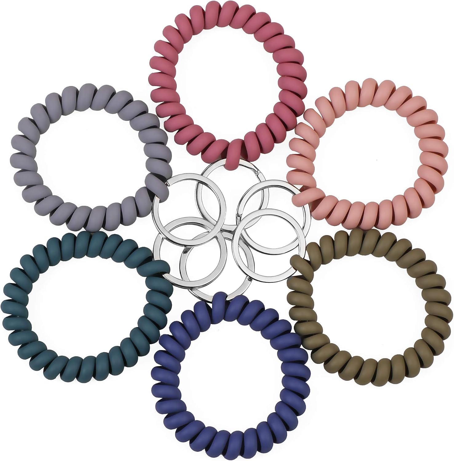 LGEGE 6PCS Stretchable Wristband Wristlet Keychain Wrist Key Chain Wristlet,Spring Flexible Spiral Wrist Coil ​Wrist Key Holder Key Ring for Sauna Gym Pool ID Badge and Outdoor Sports