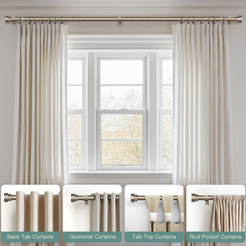 Lootkell Retro Silver Curtain Rods for Windows 28 to 48 Inches Adjustable Length Heavy Duty 1" Diameter Window Curtain Rod with Decorative Finials for Outdoor Bedroom Kitchen Living Room Farmhouse