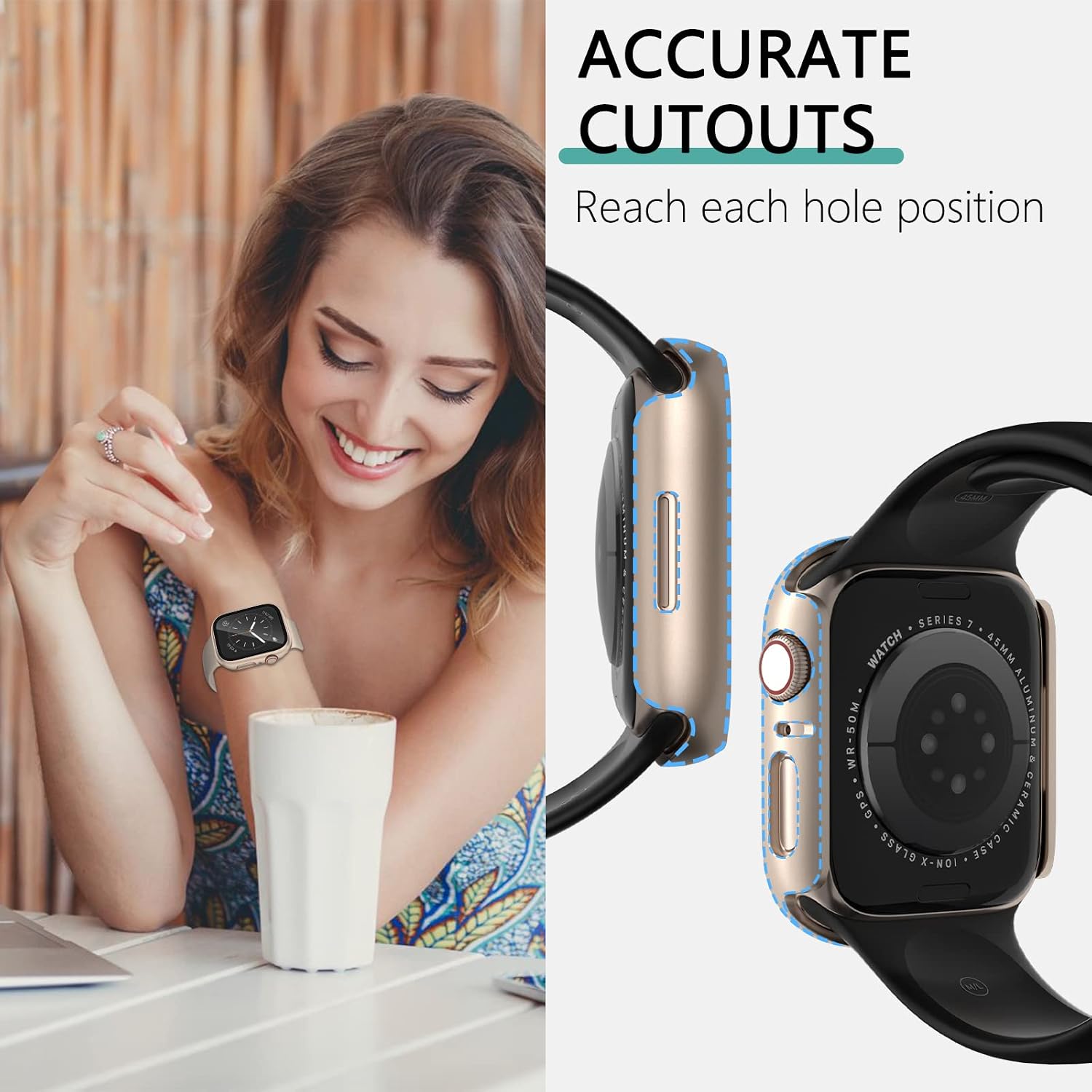 Case with Tempered Glass Screen Protector for Apple Watch Series 9/8/7 45mm