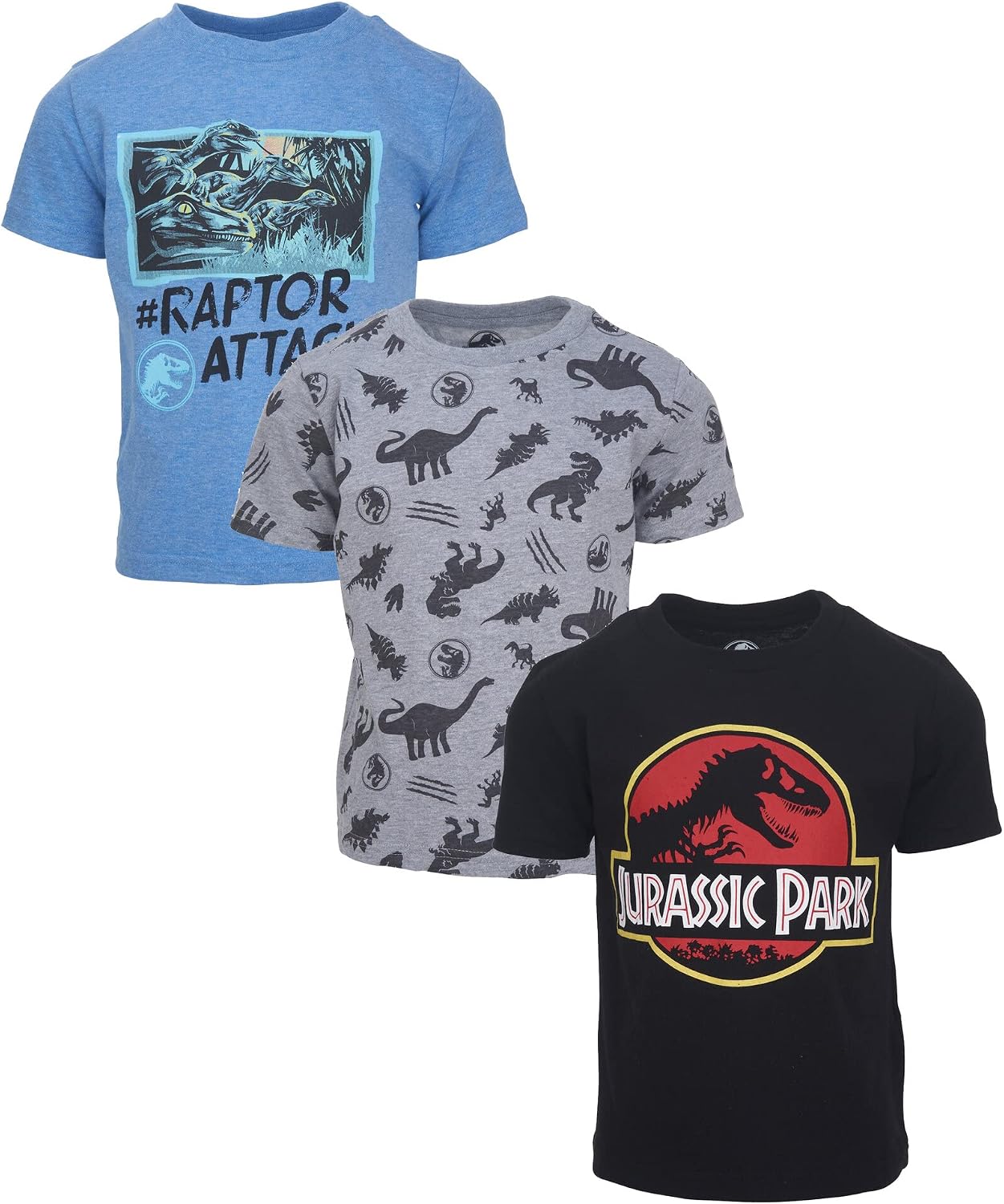 Jurassic World Jurassic Park T-Rex Boys' 3-Pack Short Sleeve Tees Toddler to Big Kid