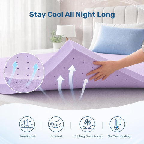 Sweetcrispy 1.5 Inch Full Cooling Gel Memory Foam Mattress Topper