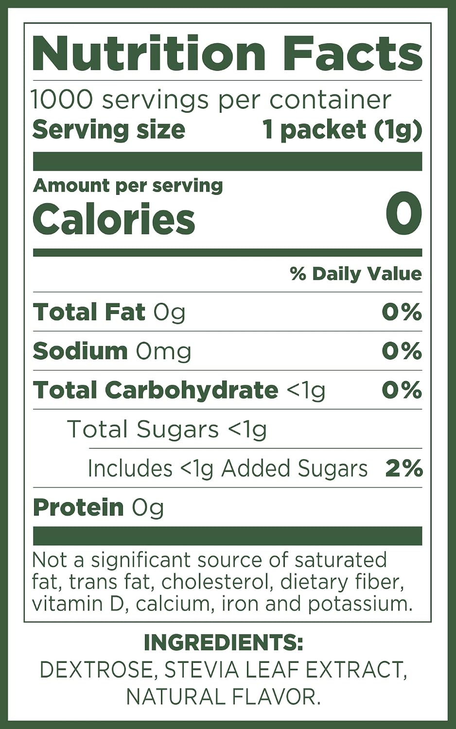 PURE VIA Stevia Sweetener Packets, Sugar Substitute, Natural Sweetener, Zero Calorie Natural Sweetener Packets, 1,000 Count