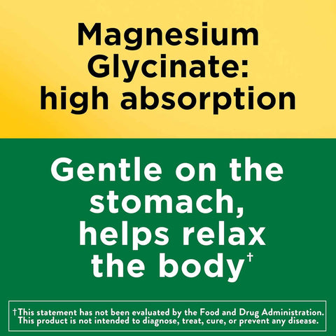 Nature Made Magnesium Glycinate 200 mg per Serving, 180 Capsules | High Absorption Magnesium Supplement for Muscle, Heart and Bone Support, Magnesium Bisglycinate Capsules, 90 Day Supply