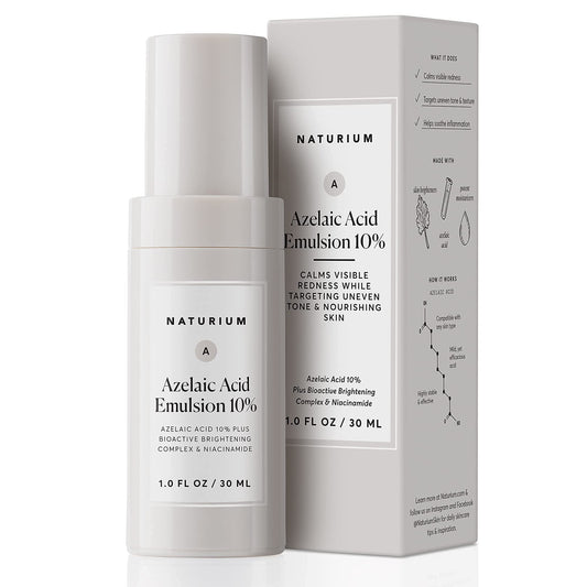 Naturium Azelaic Acid Emulsion 10% Plus Bioactive Complex & Niacinamide, Anti-Aging Skin Care, 1 oz