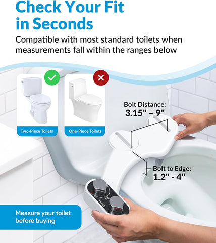 CLEAR REAR Bidet Attachment for Toilet Seat - Non-Electric with Self Cleaning Dual Nozzles, Leak Proof Connectors, Adjustable Water Spray, Rear & Feminine Wash - Hygienic Bathroom Upgrades