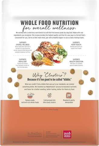 The Honest Kitchen Grain Free Beef & Superfoods Whole Food Clusters, Human Grade Dry Dog Food, Vet-Crafted Nutritional Support for Skin, Coat, Digestion & Overall Wellness, 5 lb Bag