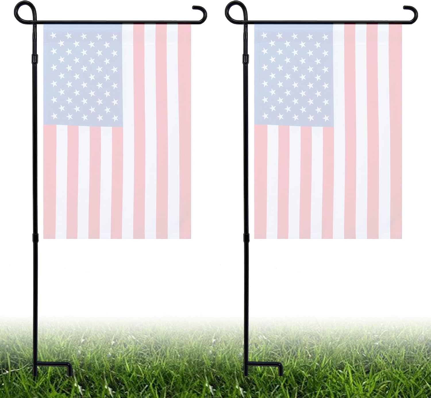 YEAHOME 2PC Garden Flag Stand Holder, Metal Premium Yard Flag Holder Weather-Proof, Powder-Coated Flagpole, Christmas Garden Flag, Winter Garden Flag, American Flag, Outdoor Garden Decor Decoration