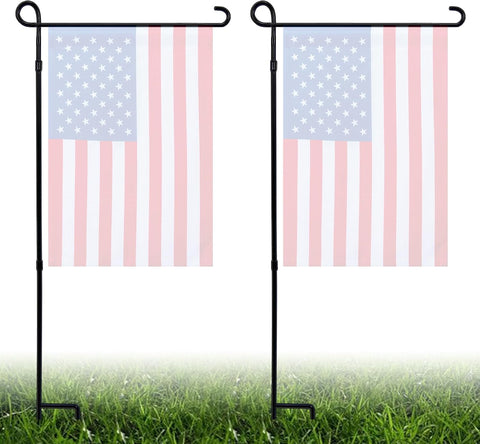 YEAHOME 2PC Garden Flag Stand Holder, Metal Premium Yard Flag Holder Weather-Proof, Powder-Coated Flagpole, Christmas Garden Flag, Winter Garden Flag, American Flag, Outdoor Garden Decor Decoration