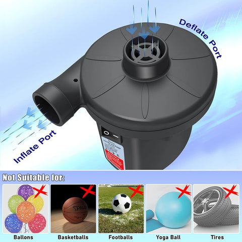 Quick-Fill Electric Air Pump with 3 Nozzles