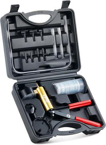 OMT One-Man Brake Bleeding Kit with Hand Vacuum Pump and Dial Gauge, Black