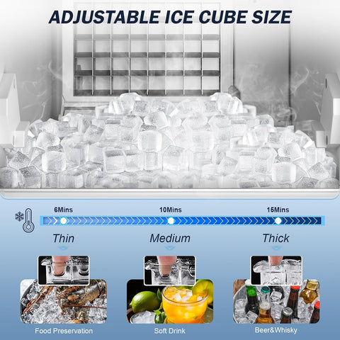 120LBS/24H High Output - Commercial Under Counter Ice Maker with 30LBS Storag e- Reversible Door, Built-in/Freestanding Design, Self-Cleaning & 24H Timer - for Home Bars, Restaurants & Commercial Use