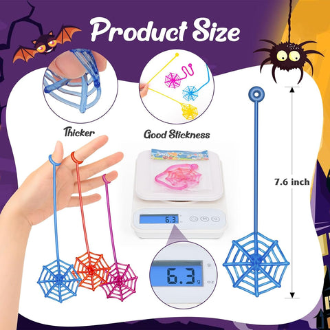 30 Pcs Sticky Spider Web Sticky Hands for Kids Bulk Halloween Party Favors Decorations,Spider Webs for Classroom Prizes Halloween Gifts Goodie Bags Stuffers Pinata Stuffers for Boys Girl