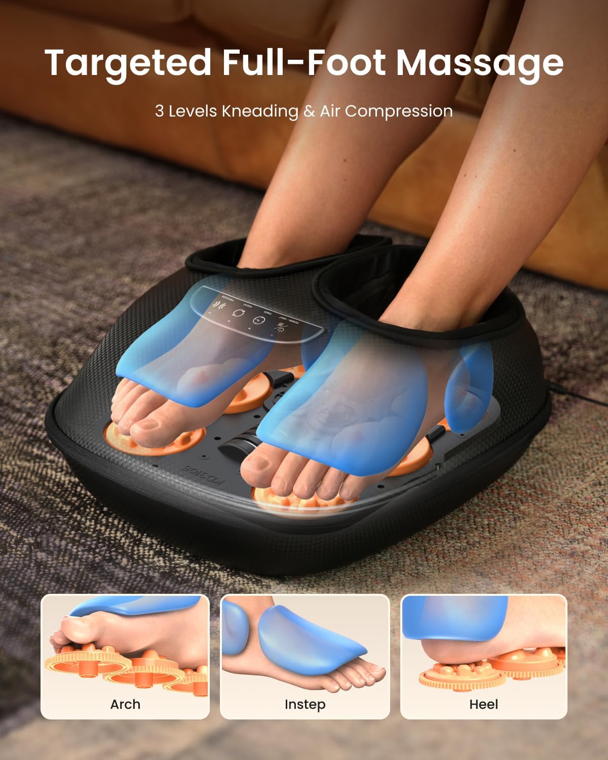 RENPHO Shiatsu Foot Massager with Heat, 3 Compression Levels, Deep Kneading
