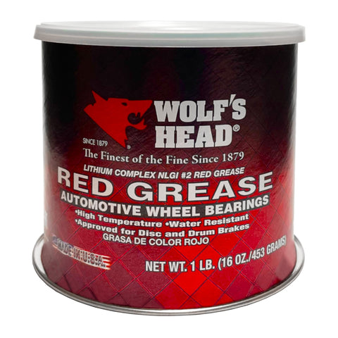 Wolf's Head Red Grease NLGI #2 (836-88306-93) 1 Pound Tub, Pack of 12 | Made in USA