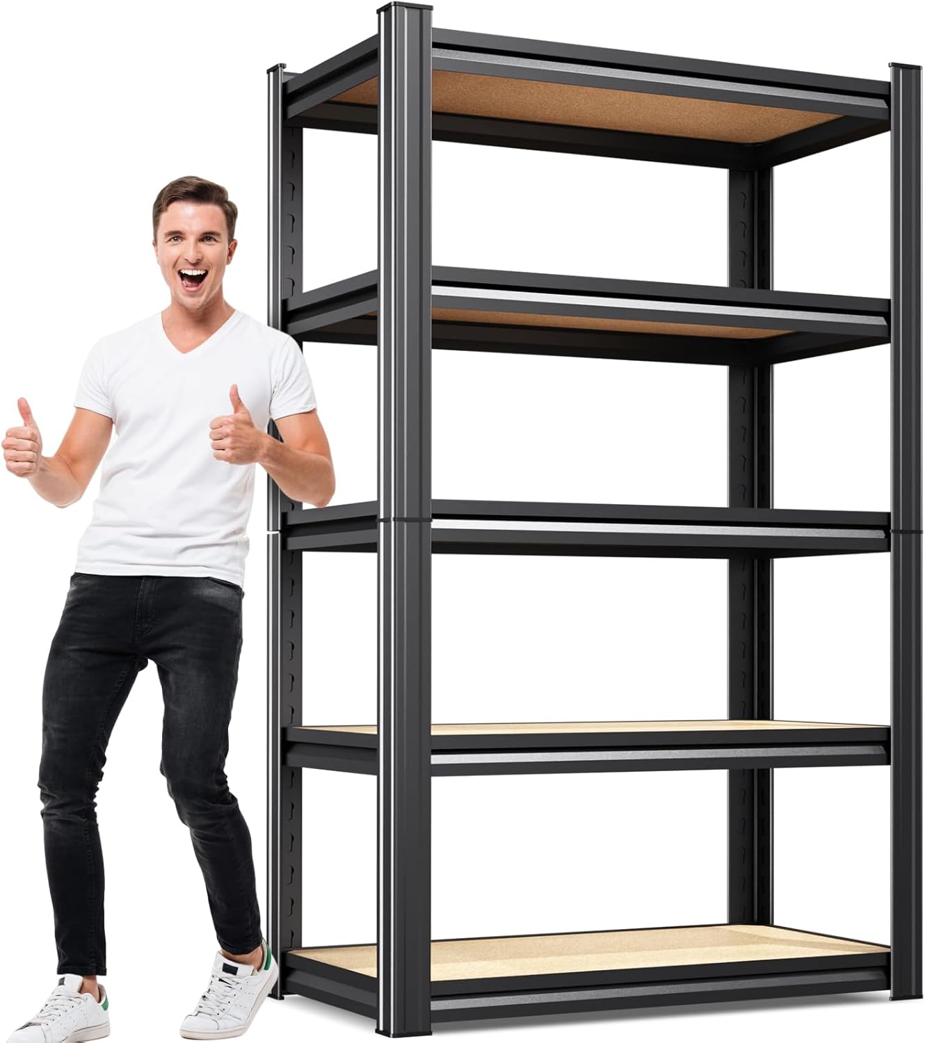 71" H x 28" W x 12" D Garage Shelving for Home & Garage Organization, 5-Tier Adjustable Metal Storage Rack for Tools, Storage Bins & Household Essentials, Utility Shelf for Garage, Pantry
