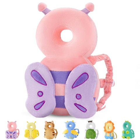 JunNeng Baby Head Protector Backpack for Walking Crawling, Pink Butterfly