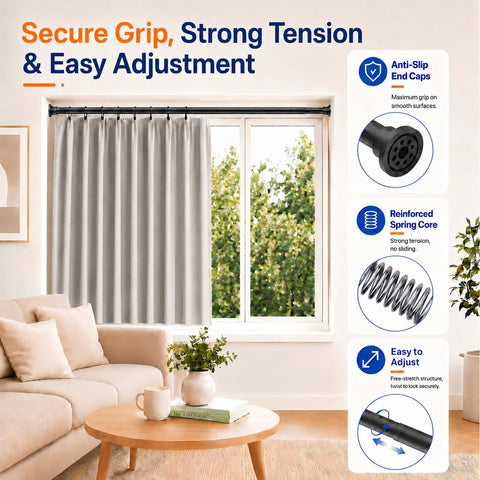 ALLZONE Tension Shower Curtain Rod with Strong Spring, 28-42 In.