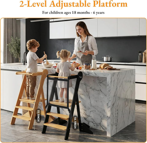 COSYLAND Toddler Standing Tower Foldable Toddler Kitchen Step Stool