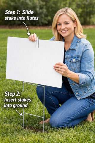 24x18 Custom Yard Signs 100 Pack, Single or Double Sided, Optional Stakes