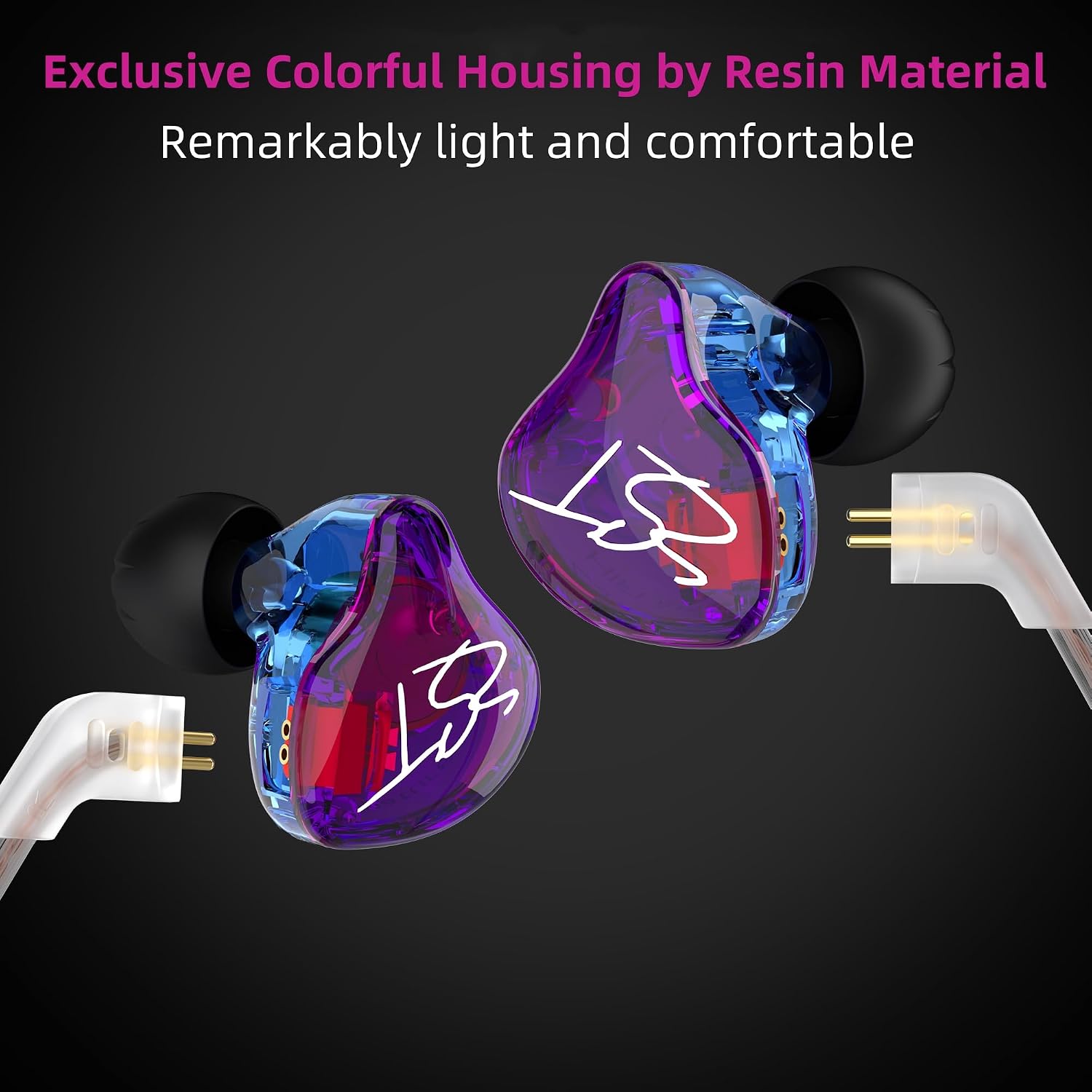 YINYOO KZ-ZST Colorful Hybrid Banlance Armature with Dynamic Ear Earphone 1BA+1DD HiFi Headset KZ in Ear Monitor Headphone Wired Earbuds IEM Earphone Gaming Ear Buds (Colorful/zst Without Microphone)