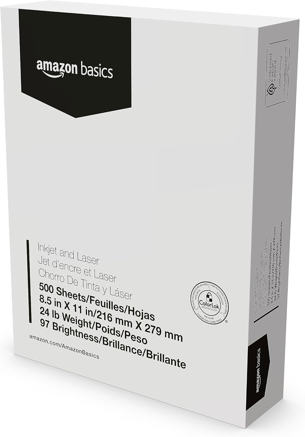 Amazon Basics Multipurpose Copy Printer Paper, 8.5 x 11 Inches, 24 lb Weight, 97 Bright White, 1500 Sheets (3 Packs of 500), for Inkjet and Laser