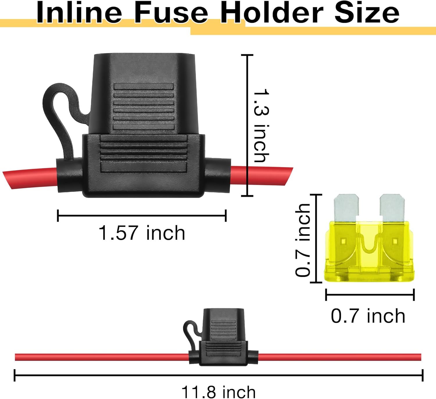 ecocstm 2 PCS Inline Fuse Holders 12V, 14 AWG Car Gauge Inline Fuses