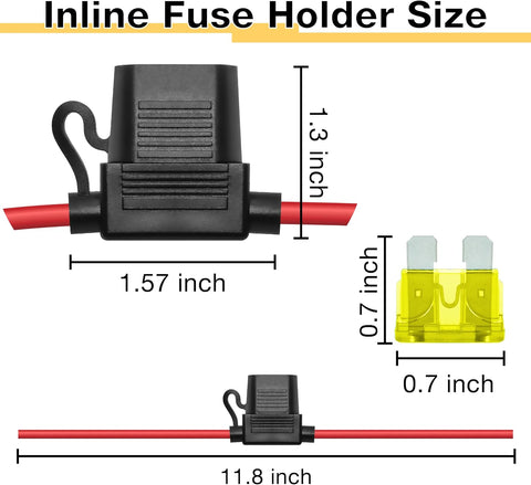 ecocstm 2 PCS Inline Fuse Holders 12V, 14 AWG Car Gauge Inline Fuses