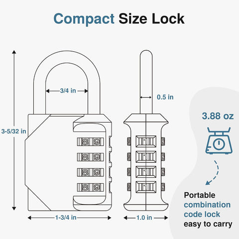 Puroma Combination Lock 4 Digit Gym Locker Padlock Waterproof, 1 Blue