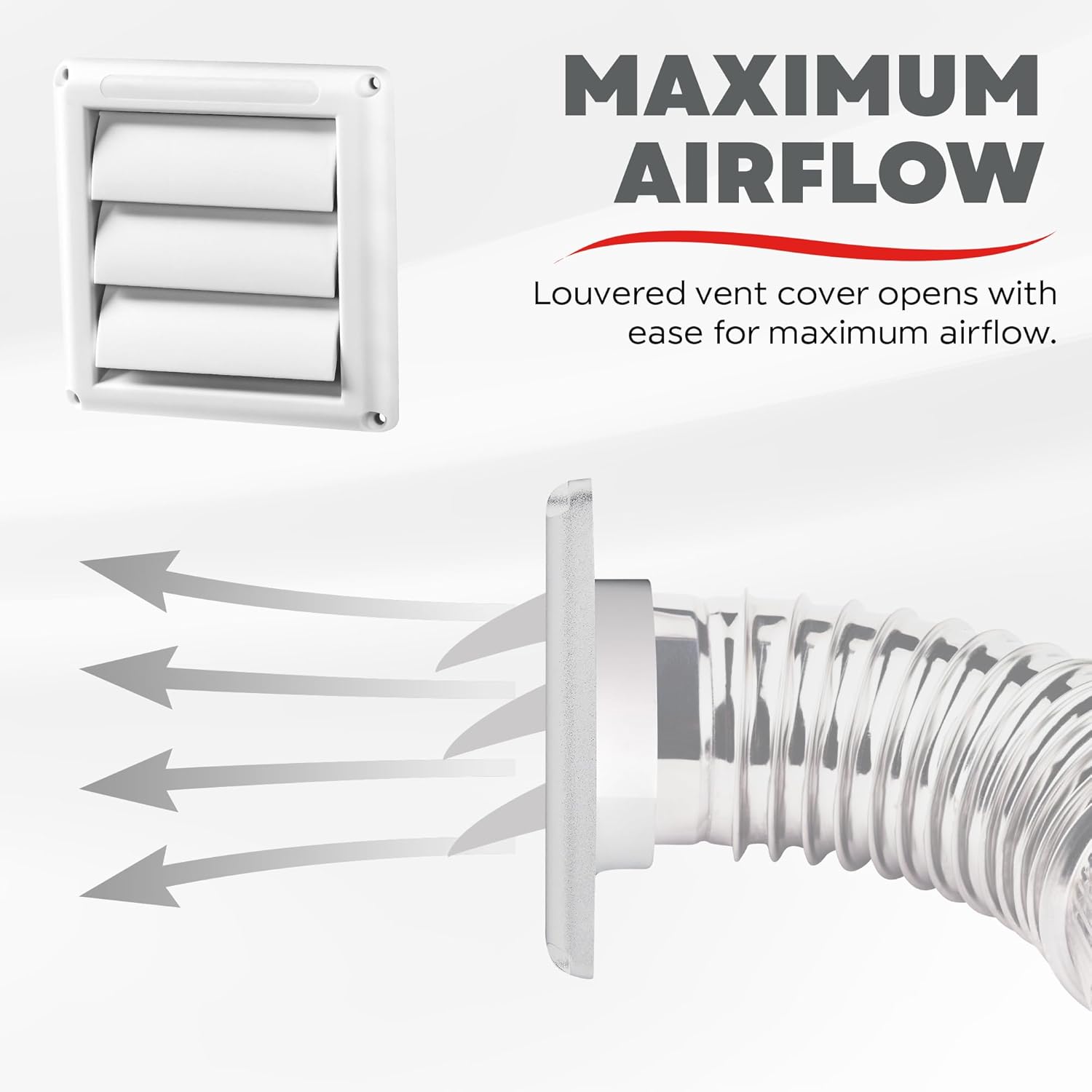 Deflecto Outdoor Dryer Vent Cover 4-Inch with Louvered Gravity Damper White