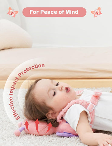 JunNeng Baby Head Protector Backpack for Walking Crawling, Pink Butterfly
