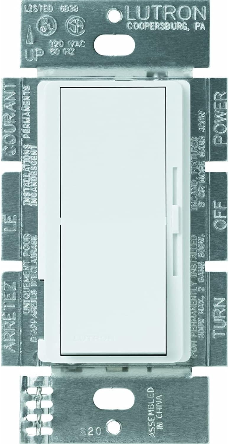Lutron Diva Electronic Low Voltage Dimmer | 300-Watt, Single-Pole or 3-Way | DVELV-303P-WH, White
