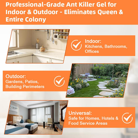 48 Pack Slow-Acting Ant Gel Bait for Eliminate Entire Ant Colony, Effective Carpenter Ant Bait Gel Ant Traps Indoor for Home Kitchen Bathroom, Long Lasting Carpenter Ant Killer Outdoor, Ready-to-Use