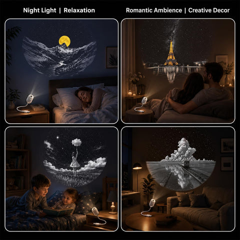 Galaxy Star Night Light Projector, 2-in-1 Portable with 12 Projection Films, 360° Adjustable Control Eye‑Caring LED Night Light for Kids Adults Bedroom Home Ceiling Car Decor Gift