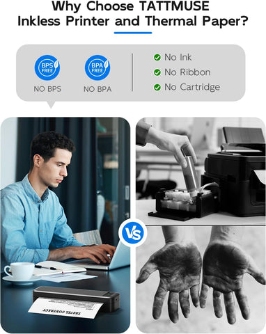 Portable Printers Wireless for Travel, Inkless Thermal Printer with Case