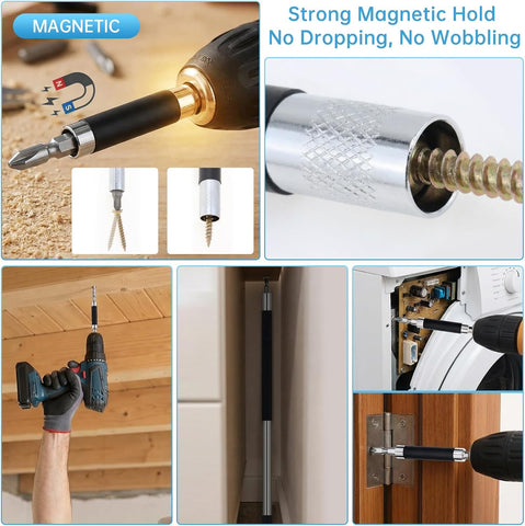 ChgImposs 3pcs/set Scalable Magnetic Screw Drive Guide Drill Bit Tip Holder, 3.15"/4.72"/5.51"(80/120/140mm) Screwdriver Bit Holder Extension Bar Adapter, Drill Bit Guide Rod Adapter